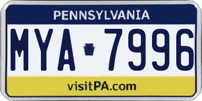 PA license plate MYA7996
