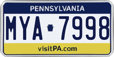 PA license plate MYA7998