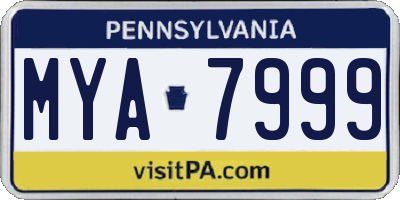 PA license plate MYA7999