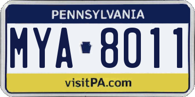 PA license plate MYA8011