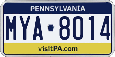 PA license plate MYA8014