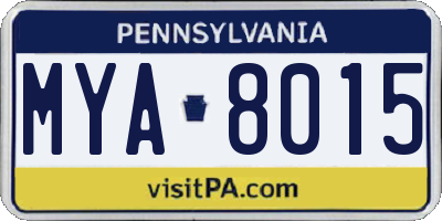 PA license plate MYA8015