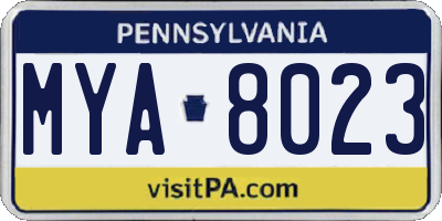PA license plate MYA8023