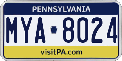 PA license plate MYA8024