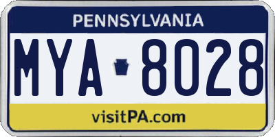 PA license plate MYA8028