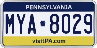 PA license plate MYA8029