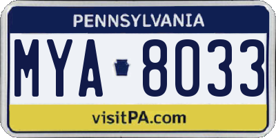 PA license plate MYA8033