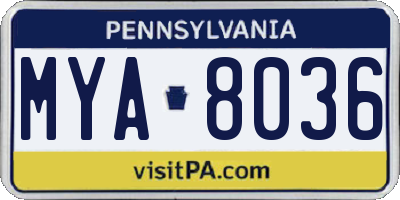 PA license plate MYA8036