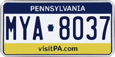PA license plate MYA8037