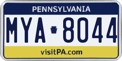 PA license plate MYA8044