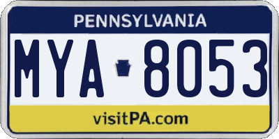 PA license plate MYA8053