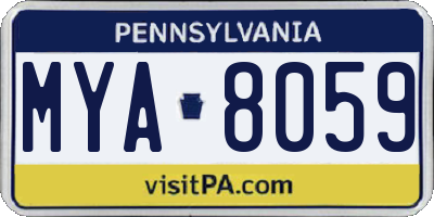 PA license plate MYA8059