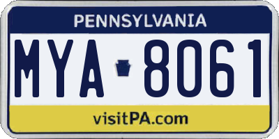 PA license plate MYA8061