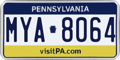 PA license plate MYA8064