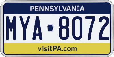 PA license plate MYA8072