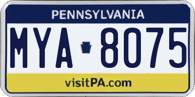 PA license plate MYA8075