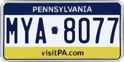 PA license plate MYA8077
