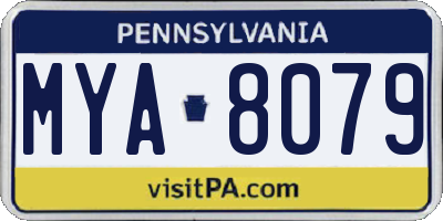PA license plate MYA8079