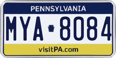 PA license plate MYA8084