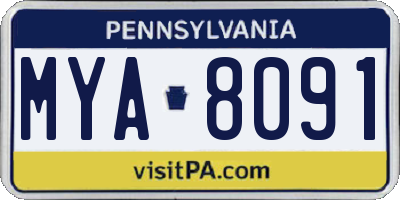 PA license plate MYA8091