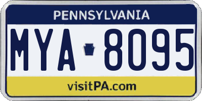 PA license plate MYA8095