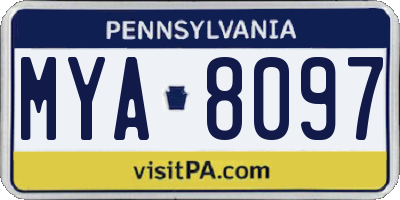 PA license plate MYA8097