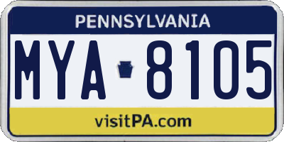 PA license plate MYA8105
