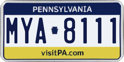 PA license plate MYA8111
