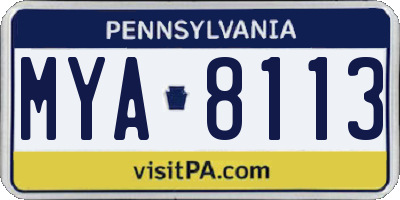 PA license plate MYA8113