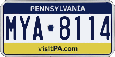 PA license plate MYA8114