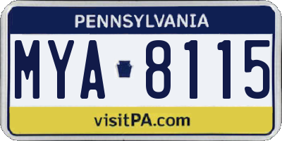 PA license plate MYA8115
