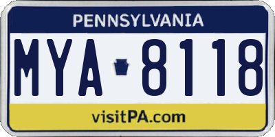 PA license plate MYA8118