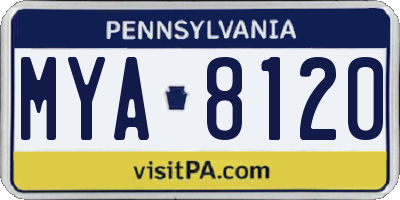 PA license plate MYA8120