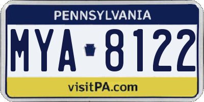 PA license plate MYA8122