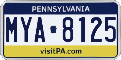 PA license plate MYA8125