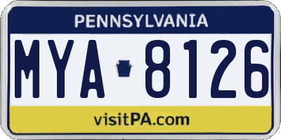 PA license plate MYA8126