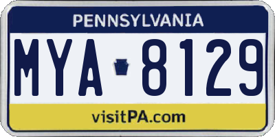 PA license plate MYA8129