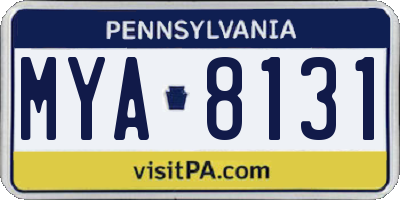 PA license plate MYA8131
