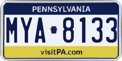 PA license plate MYA8133