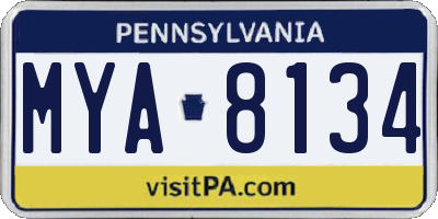 PA license plate MYA8134
