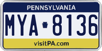 PA license plate MYA8136