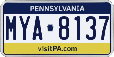 PA license plate MYA8137