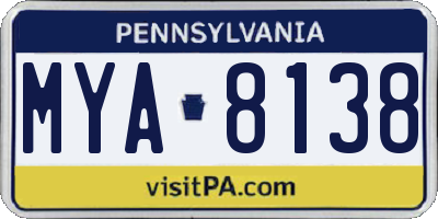PA license plate MYA8138