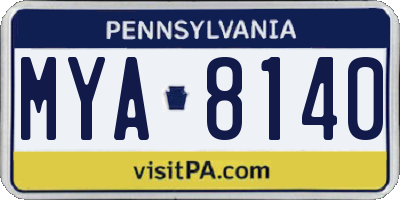 PA license plate MYA8140