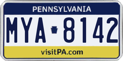 PA license plate MYA8142