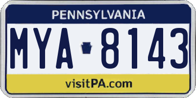 PA license plate MYA8143