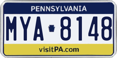 PA license plate MYA8148
