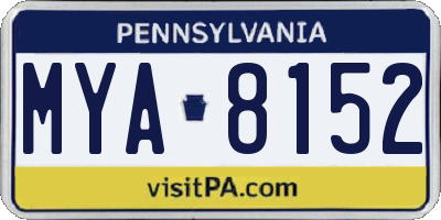 PA license plate MYA8152