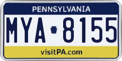 PA license plate MYA8155