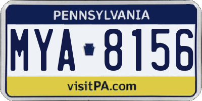 PA license plate MYA8156